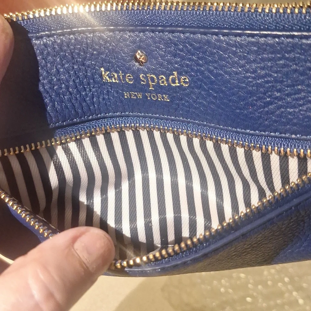 Kate Spade Blue Pebbled Leather Wristlet